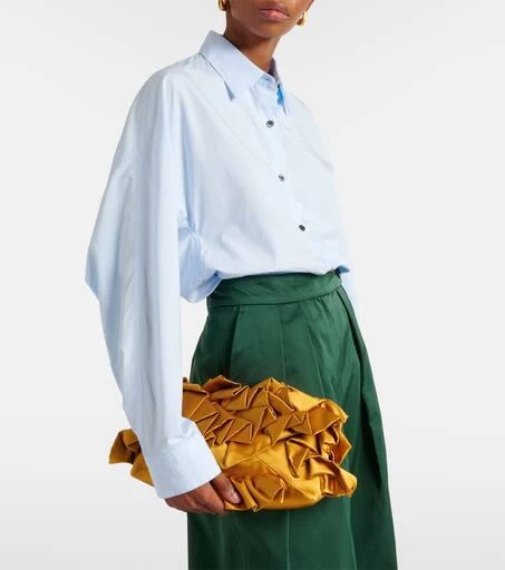 Dries Van Noten Ruffled silk satin clutch 2
