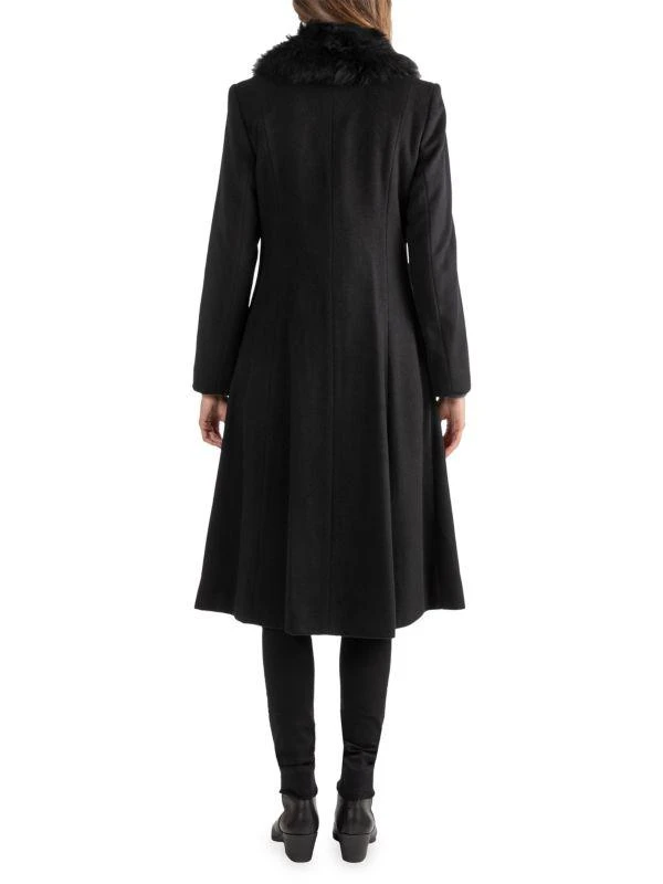 Sofia Cashmere Shearling-Collar Wool-Blend Princess Coat 2