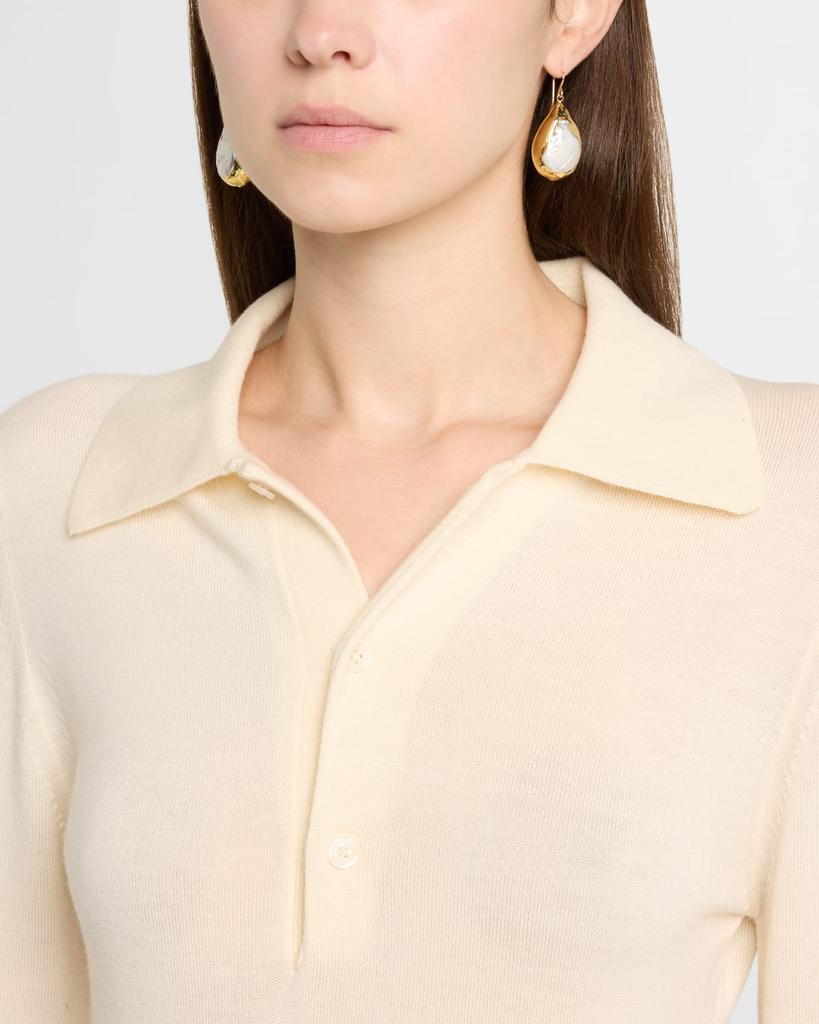 Devon Leigh Freshwater Pearl in Gold Bezel Earrings