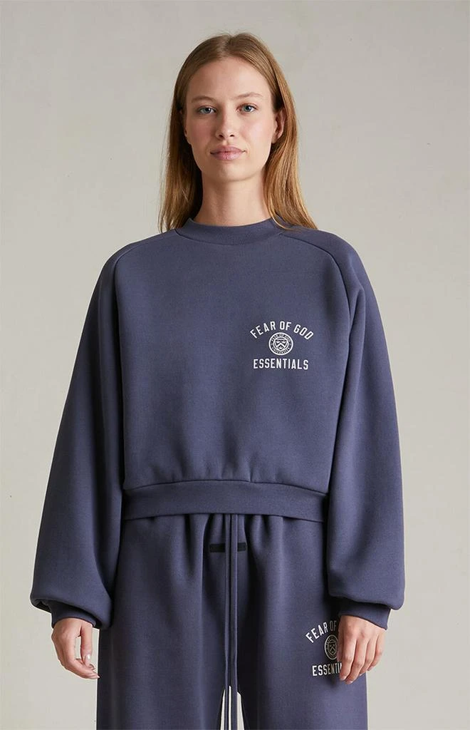Essentials Women's Marine University Fleece Cropped Crew Neck Sweatshirt 2