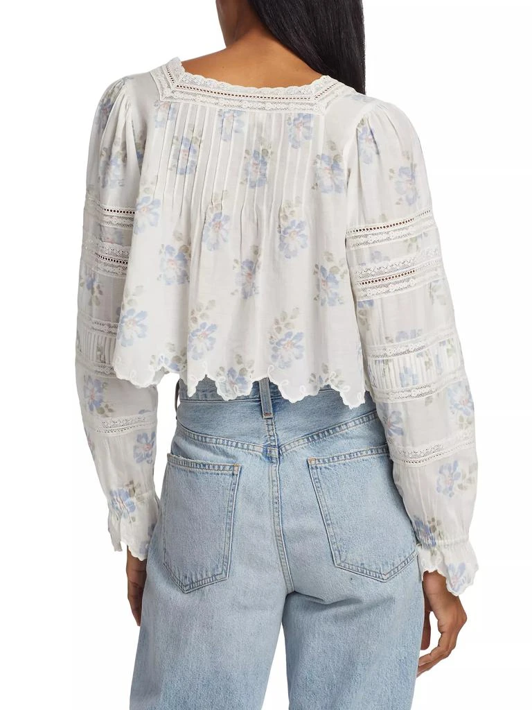 LOVESHACKFANCY Sanra Floral Lace Pintuck Blouse 5