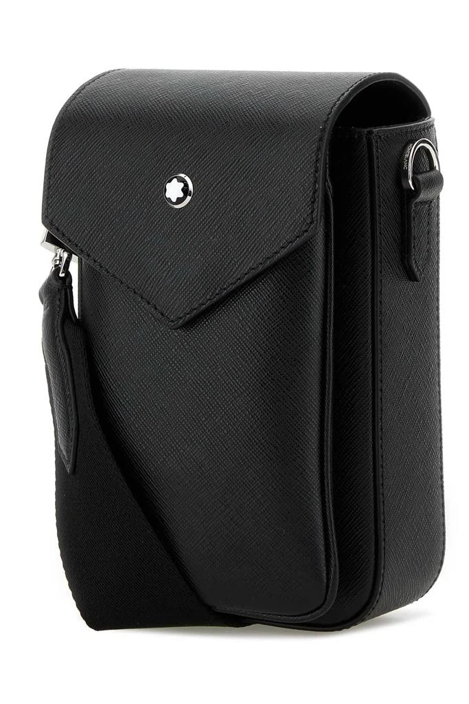 MontBlanc Black Leather Messenger Crossbody Bag 2