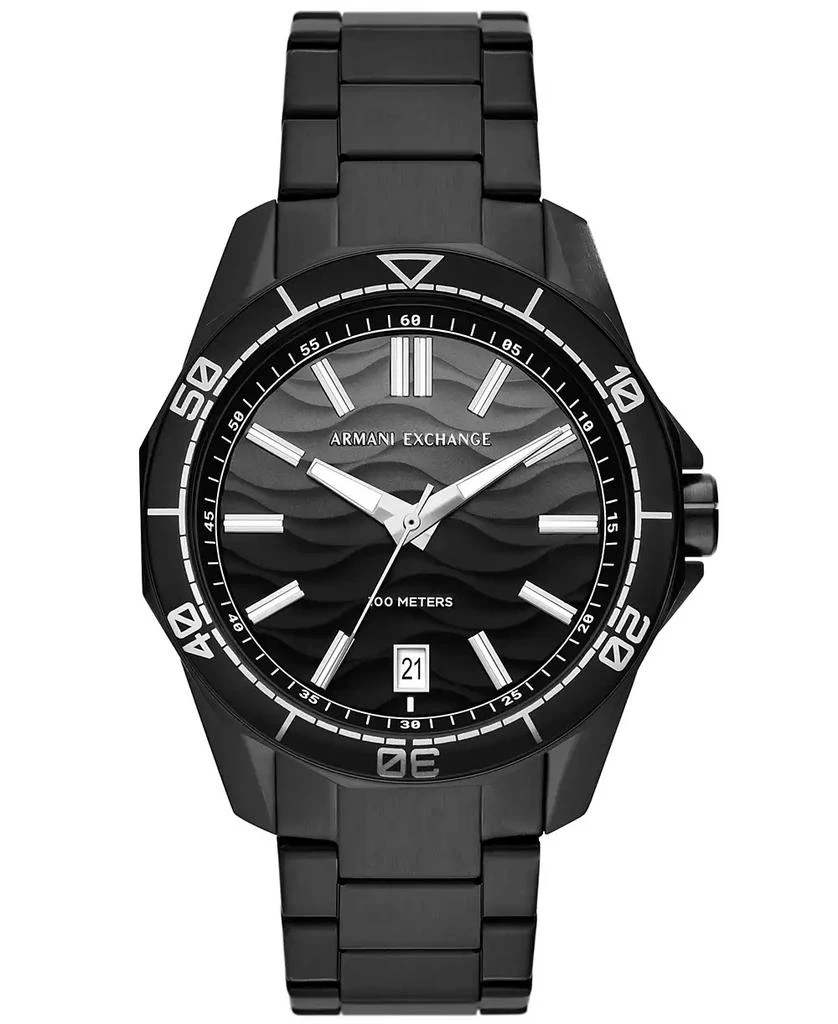 A|X Armani Exchange Men's Quartz Three Hand Date Black Stainless Steel Watch 44mm 1