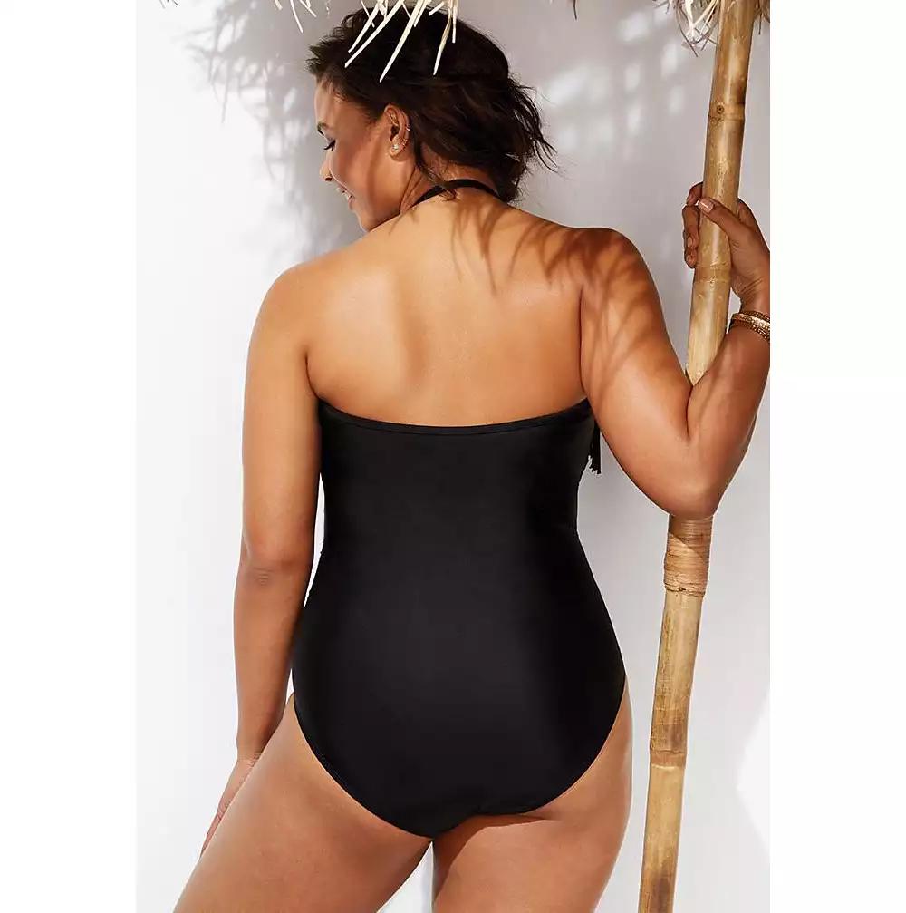 Swimsuits for All Women's Fringe Bandeau One Piece Swimsuit