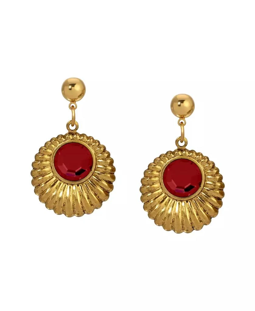 2028 Gold Tone Crystal Drop Round Earrings 3