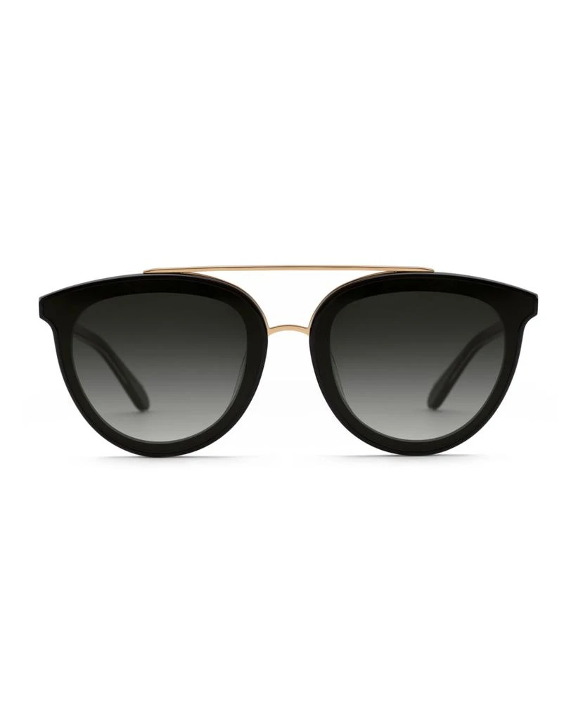 Krewe Clio Round Acetate Sunglasses, Black 2