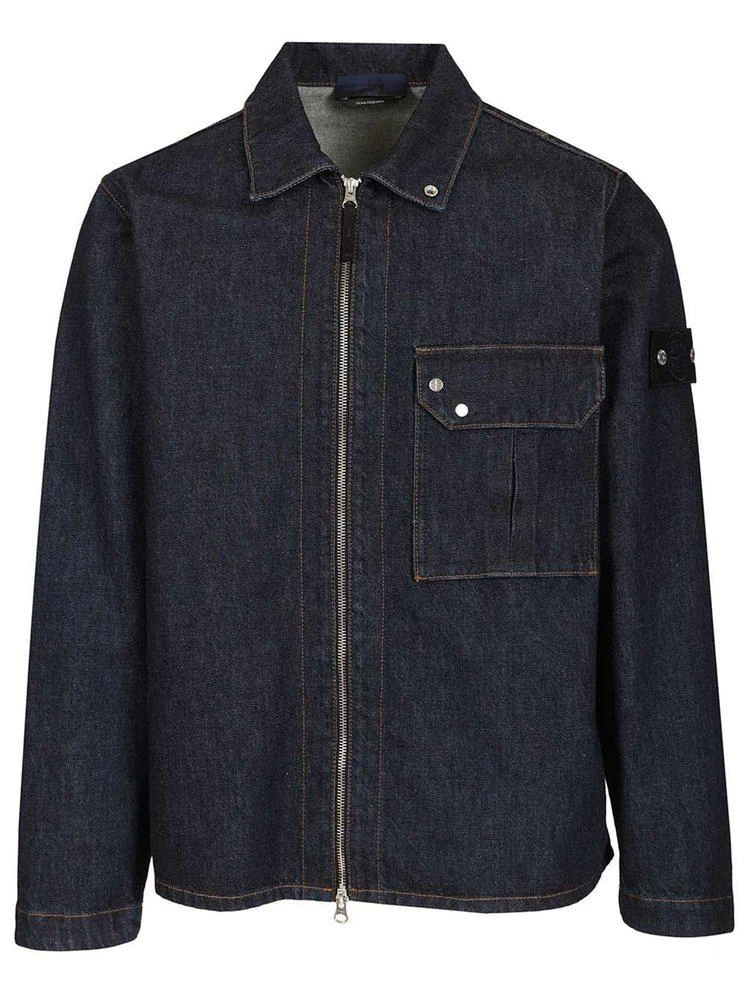 Stone Island Stone Island Zip-Front Denim Shirt