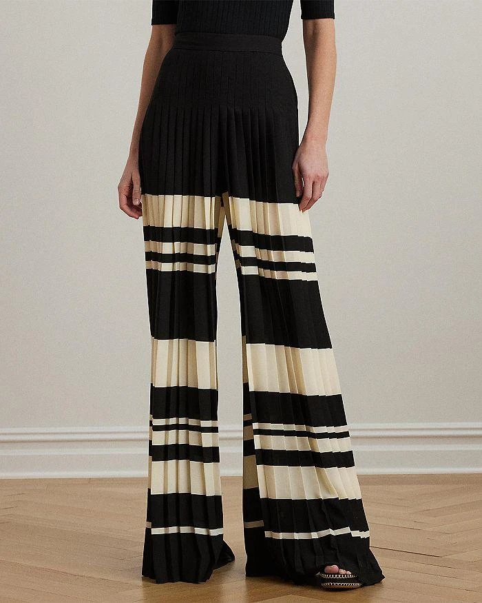Ralph Lauren Striped Pleated Georgette Wide Leg Pants 4