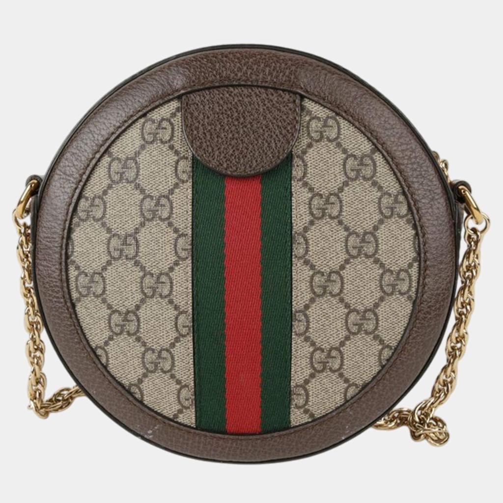 Gucci Gucci Mini GG Supreme Canvas Ophidia Round Shoulder And Cross Bag