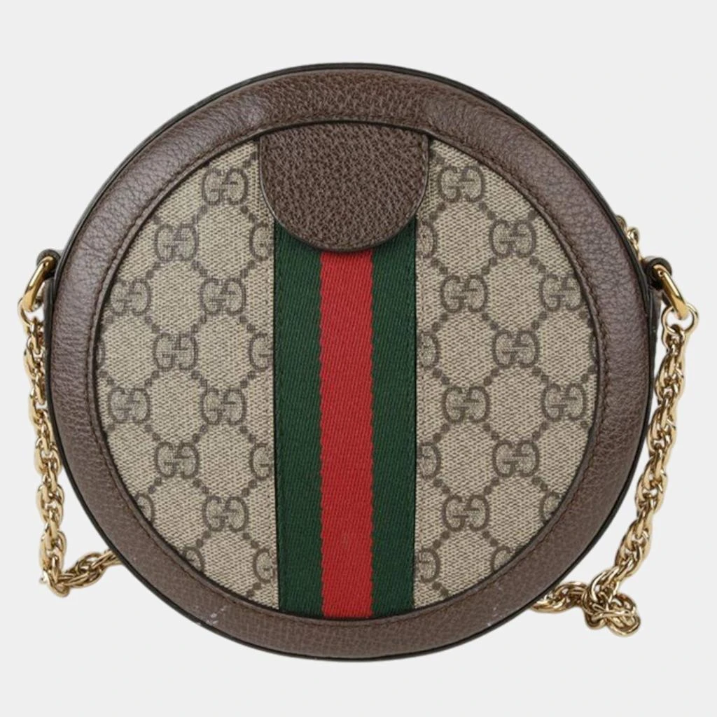 Gucci Gucci Brown GG Supreme Monogram Web Mini Ophidia Round Shoulder Bag 2