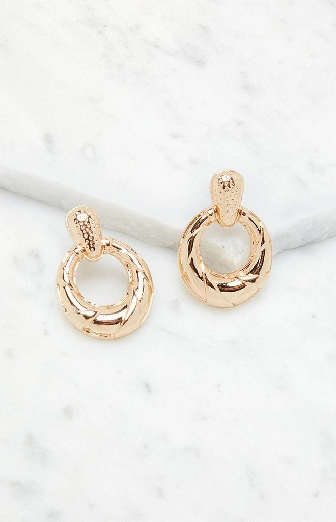 LA Hearts Textured Oval Drop Earrings 3