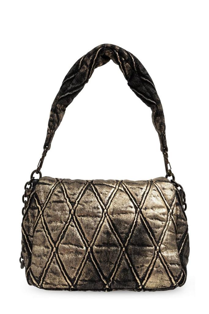 【DIESEL】charm-d shoulder S Women's Charm-D Shoulder M bag in quilted Denim | Black | Diesel