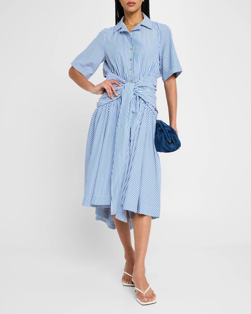 Rosie Assoulin Striped Tie High-Low Shirtdress 2