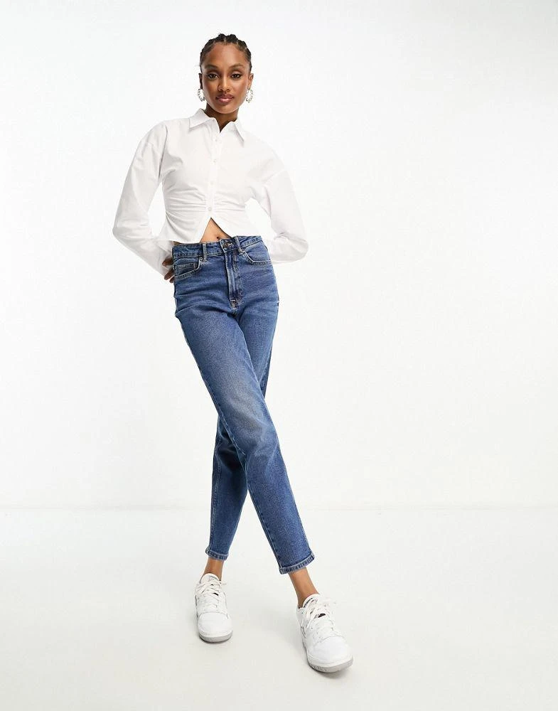 Stradivarius Stradivarius tall slim mom jean with stretch in authentic blue 3