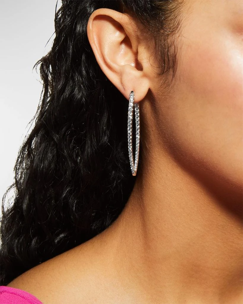 Memoire 18k White Gold Diamond V-Shape Hoop Earrings, 3.46tcw 2