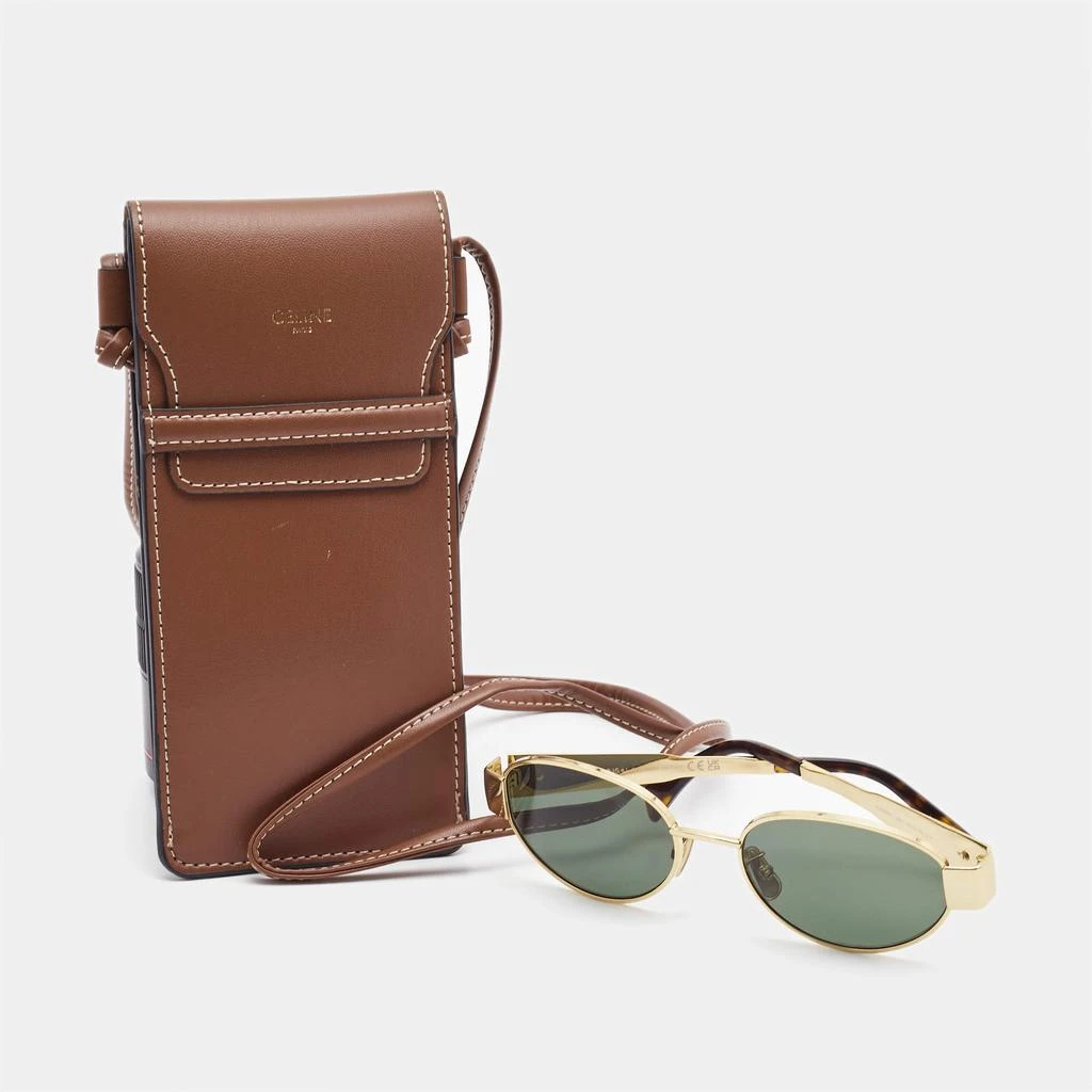 Celine Celine Gold Tone/Green CL40235U Triomphe Oval Sunglasses 4