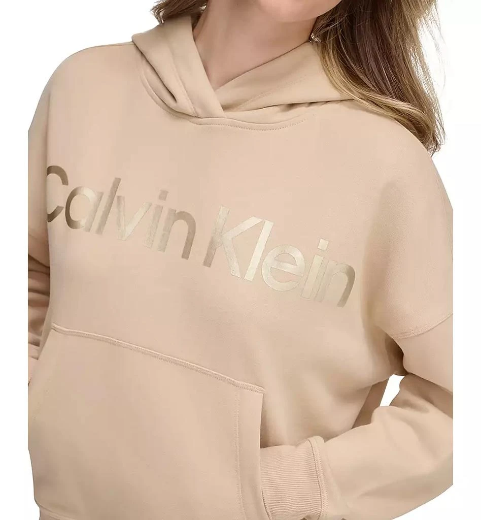 Calvin Klein Women's Metallic-Logo Dropped-Shoulder Hoodie 3