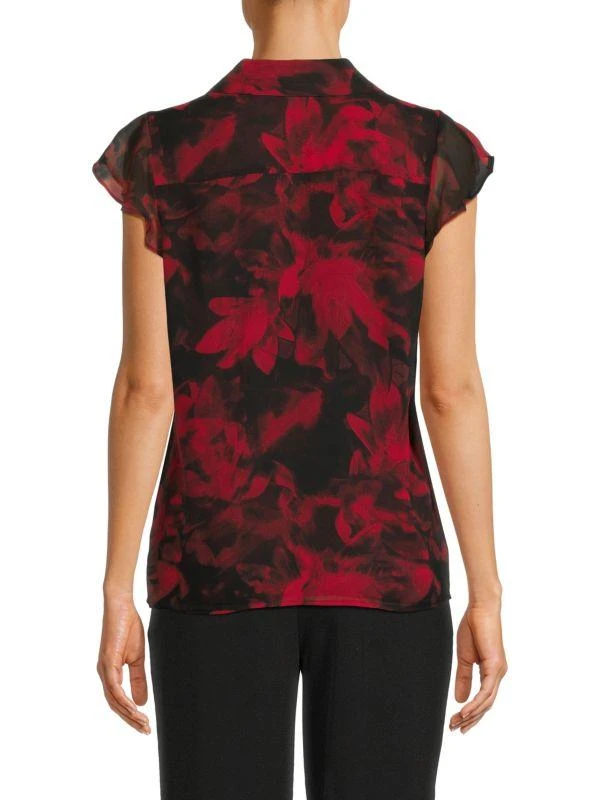Calvin Klein Floral Cap Sleeve Ruffled Top 2