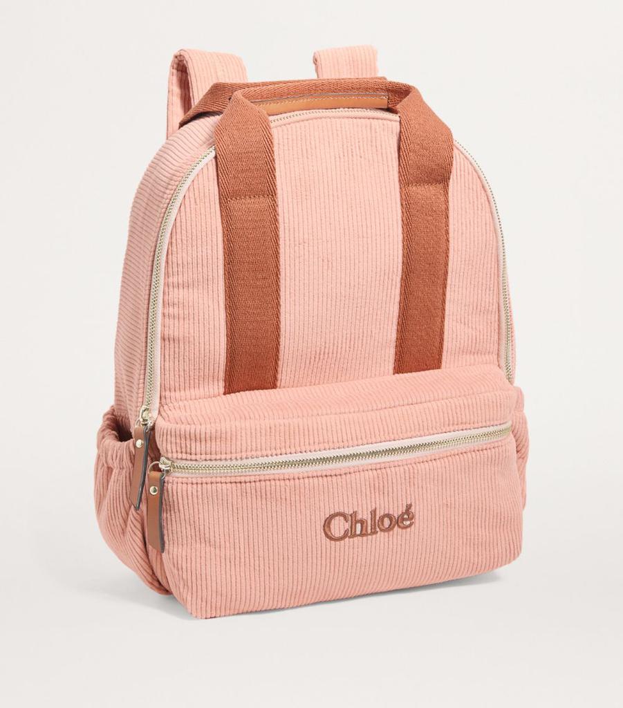 Chloé Kids Corduroy Logo Backpack