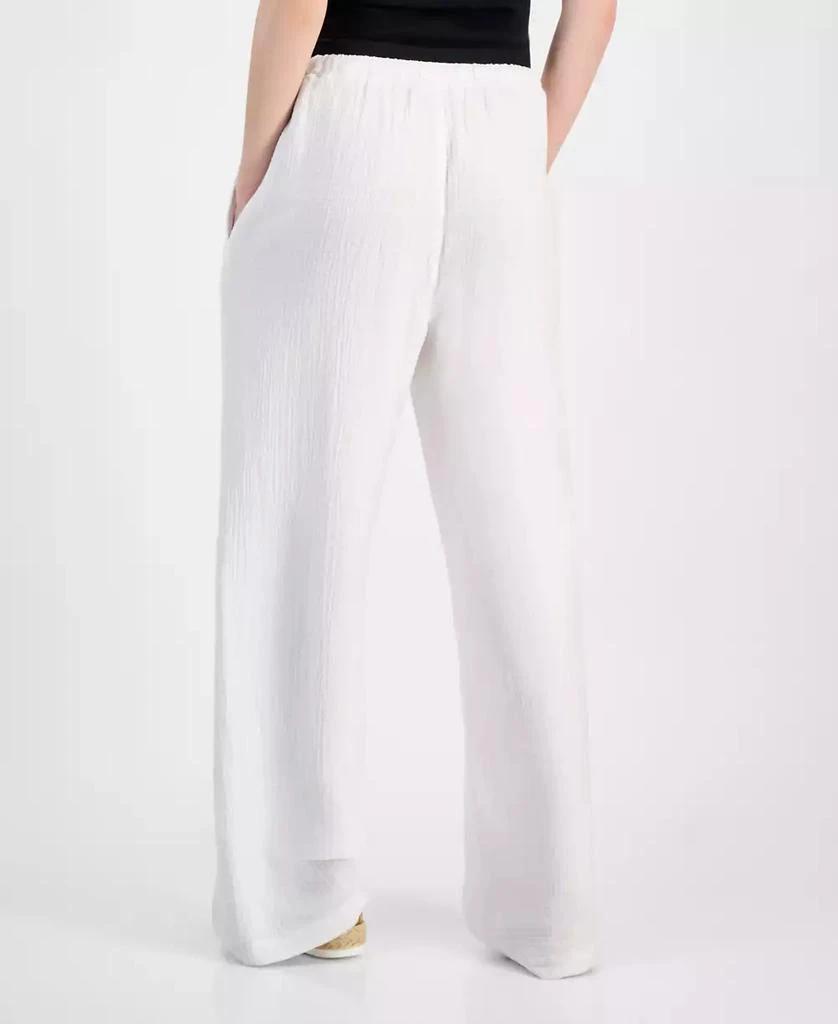 Indigo Rein Juniors' High-Rise Wide-Leg Cotton Gauze Pants 4