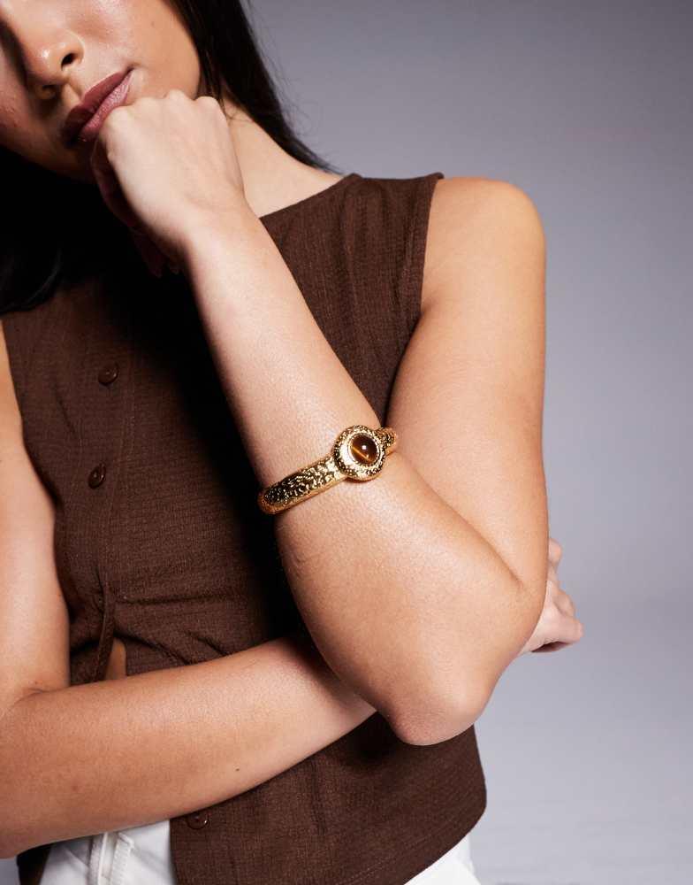 8 Other Reasons 8 Other Reasons cuff bracelet with amber stone in 18k gold plated