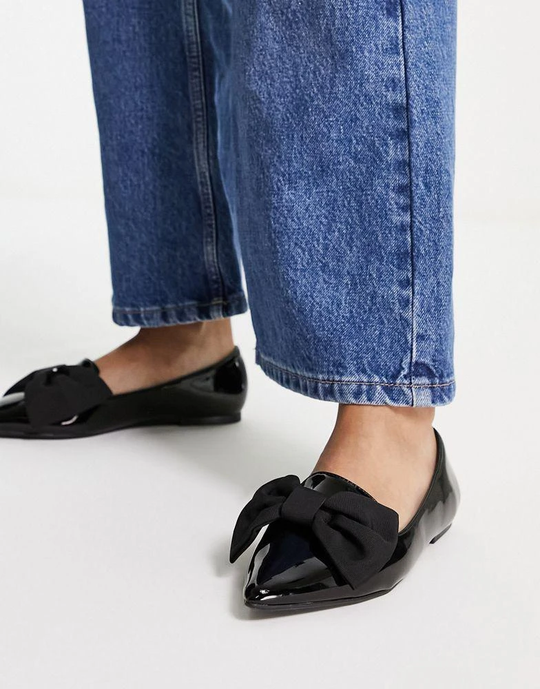 ASOS ASOS DESIGN Lake bow pointed ballet flats in black 3