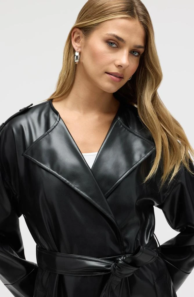NVLT Belted Faux Leather Trench Coat 4