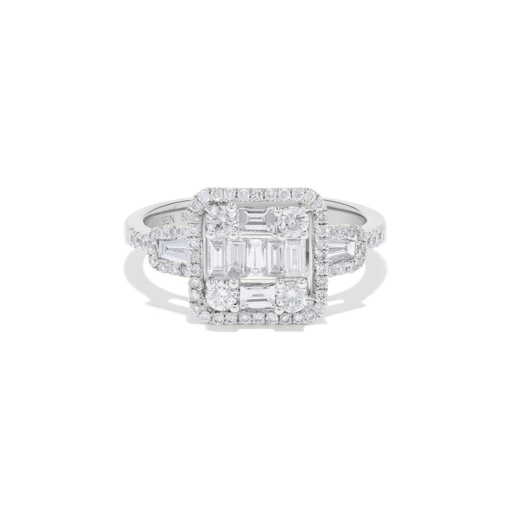 H.J. Namdar 1.03 ct tw Baguette Diamond Cluster Ring 14K White Gold Natural Diamonds Size 6 2