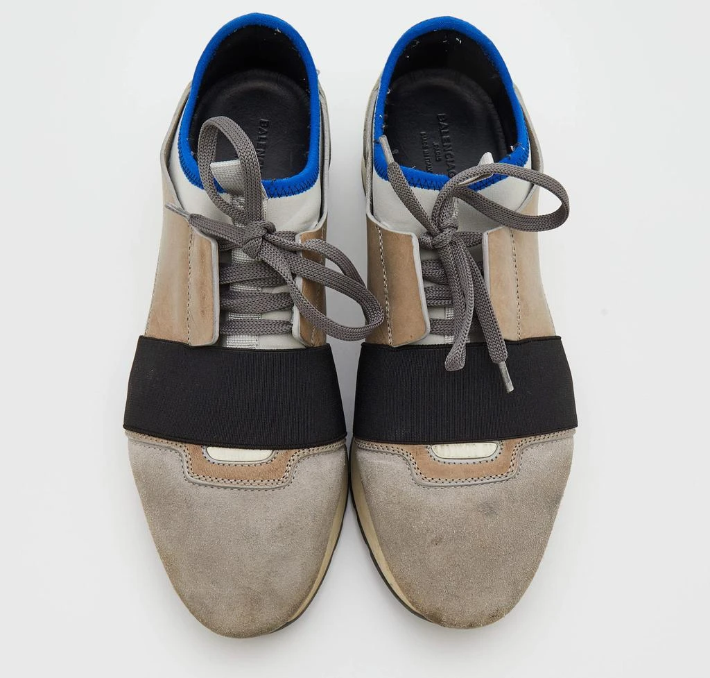 Balenciaga Balenciaga Grey Suede And Leather Race Runner Low Top Sneakers Size 38 3