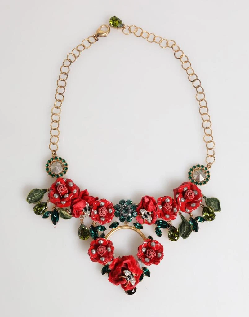 Dolce 
Gabbana Floral Crystal Embellished Statement Jewelry Women
s Necklace