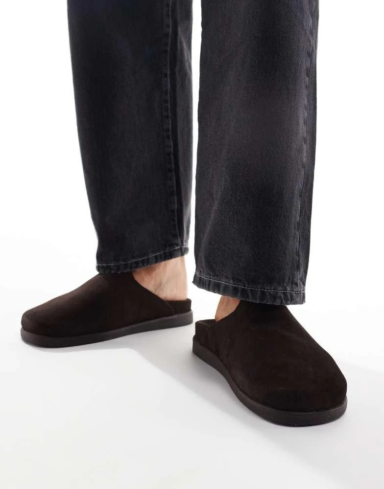 WALK LONDON Walk London Breeze Slip On Mules In Brown Suede 1