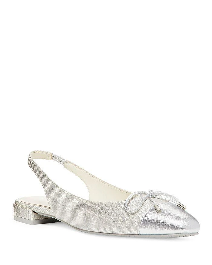 Stuart Weitzman Women's Sleek Bow Pointed Toe Slingback Flats 1