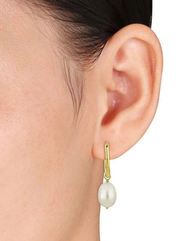 Sonatina 14K Goldplated Sterling Silver & 10MM-10.5MM Cultured Freshwater Pearl Drop Earrings 2