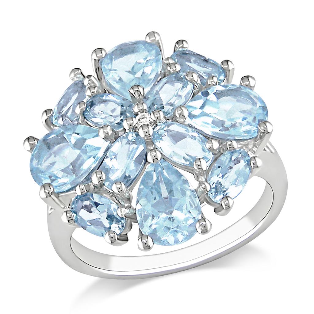 Mimi & Max 6ct TGW Blue and White Topaz Floral Cluster Cocktail Ring Sterling Silver