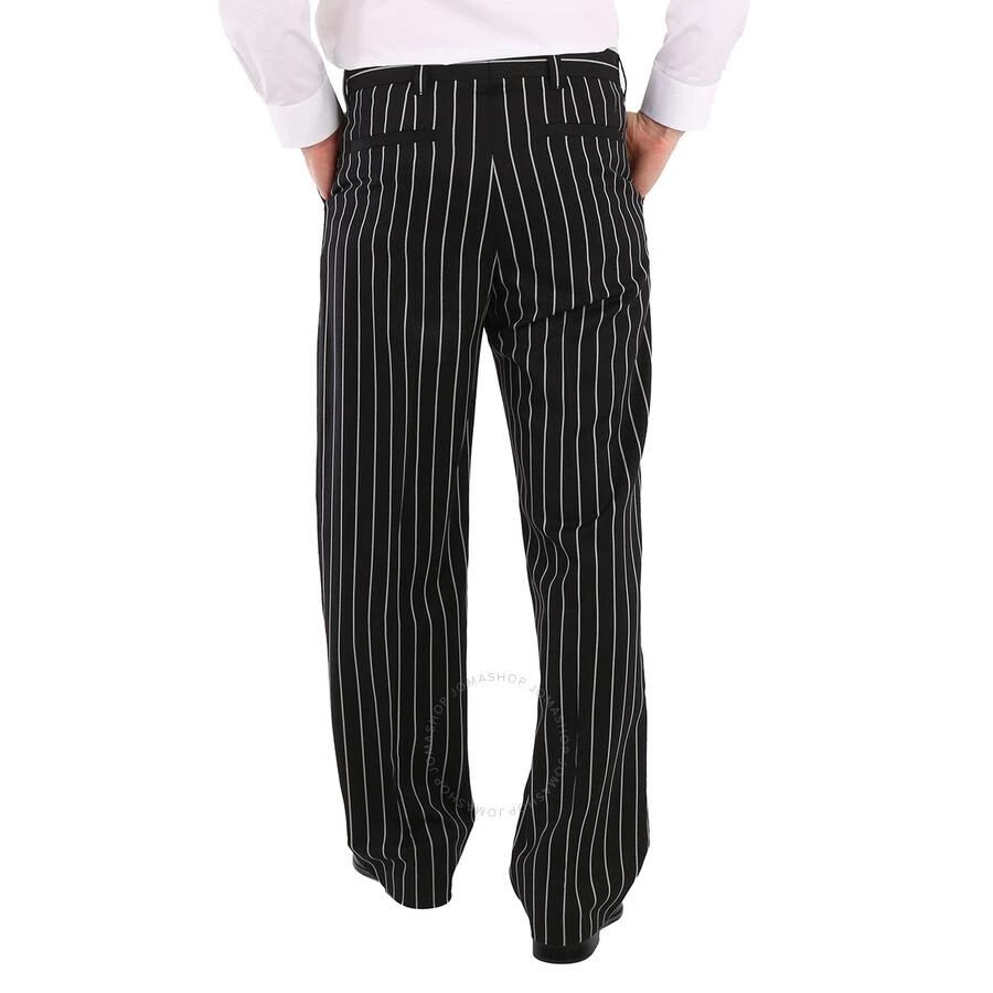 Burberry Black Stretch Wool Pinstriped Wide-leg Tailored Trousers 3