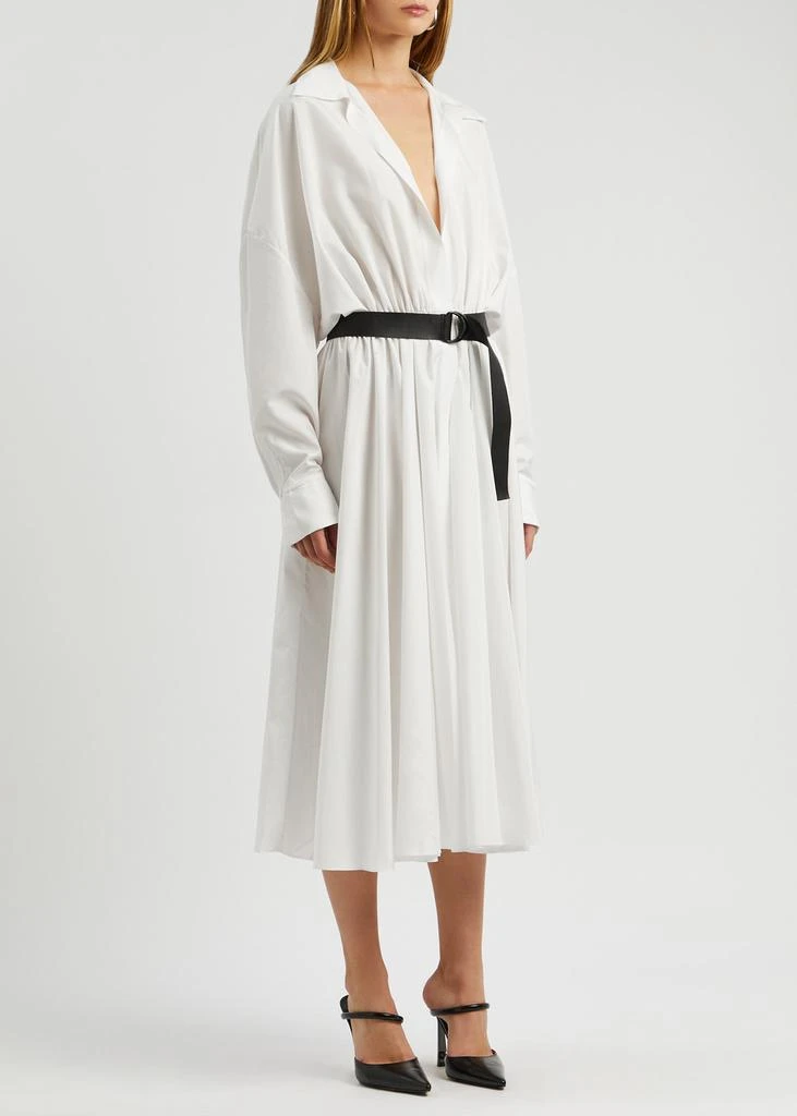belted satin shirt dress Uriah Belted Satin Shirt Dress With Buttons