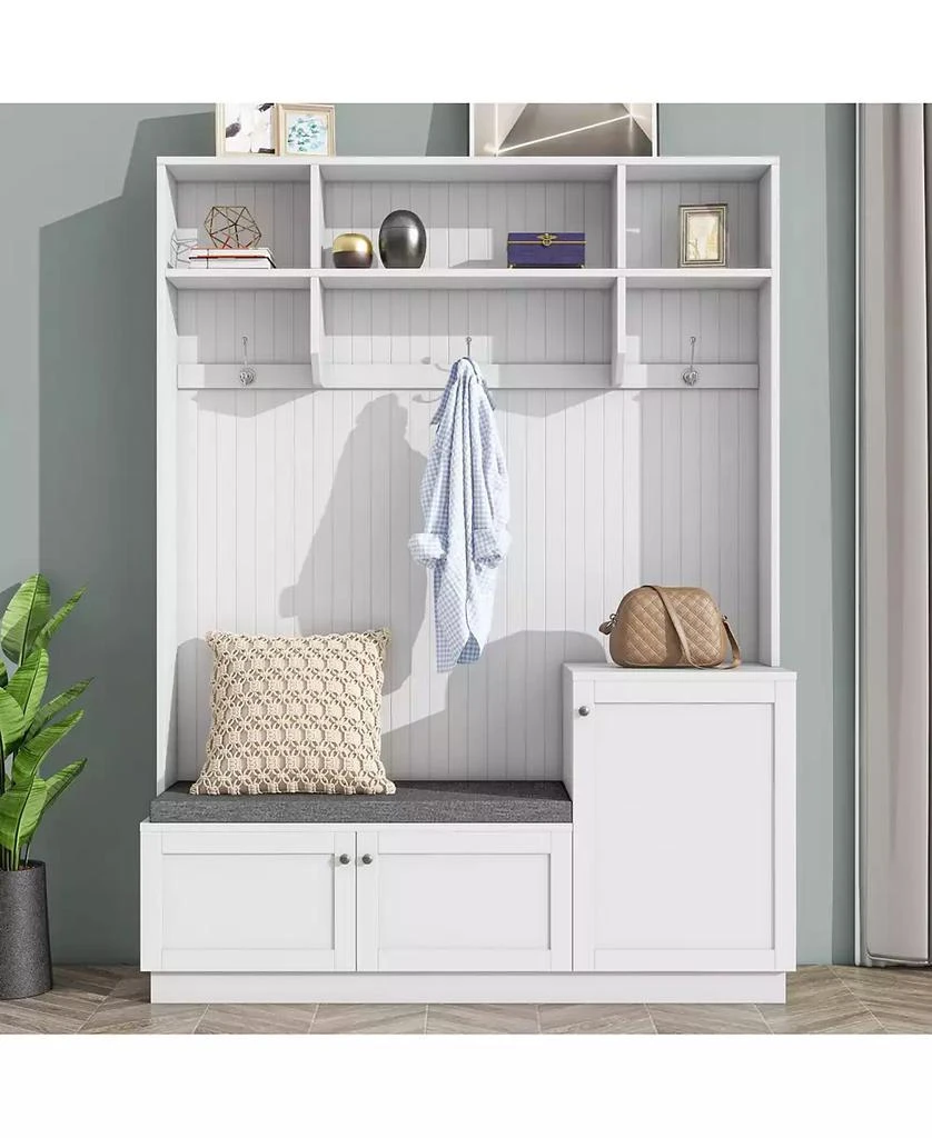 Streamdale Furniture Hall Tree with Bench Cushion Coat Rack 2