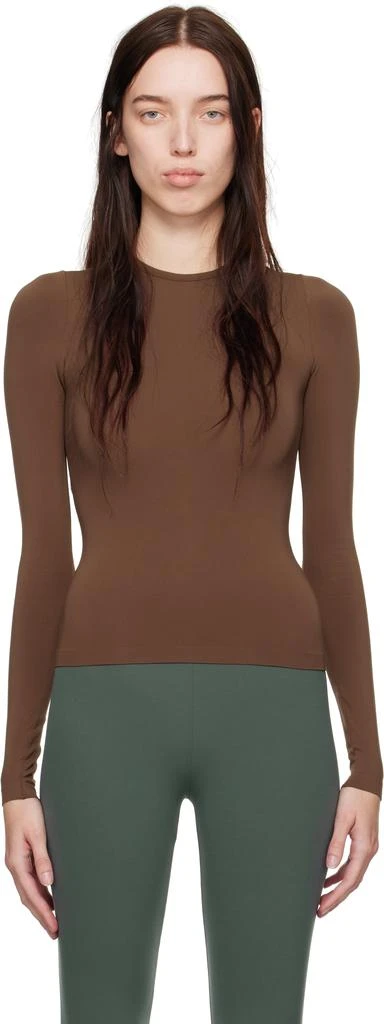 SKIMS Brown Soft Smoothing Seamless Long Sleeve T-shirt 1