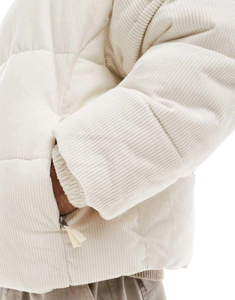 Bershka Bershka cord puffer jacket white 3