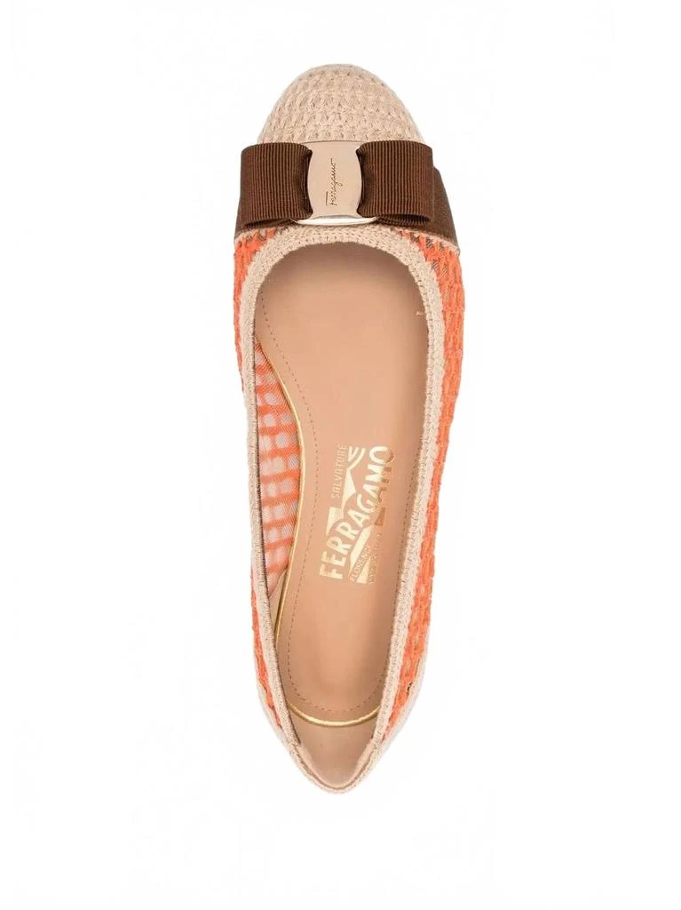 Salvatore Ferragamo Women
s Bow-Detail Interwoven Ballerina Shoes In Orange 4