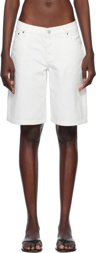 Still Here White Stoop Denim Shorts 1