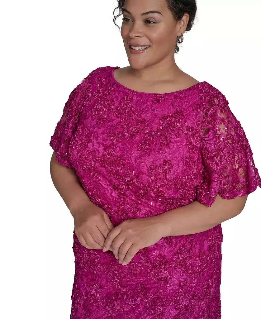 Jessica Howard Plus Size Soutache Lace Flutter-Sleeve Dress 5