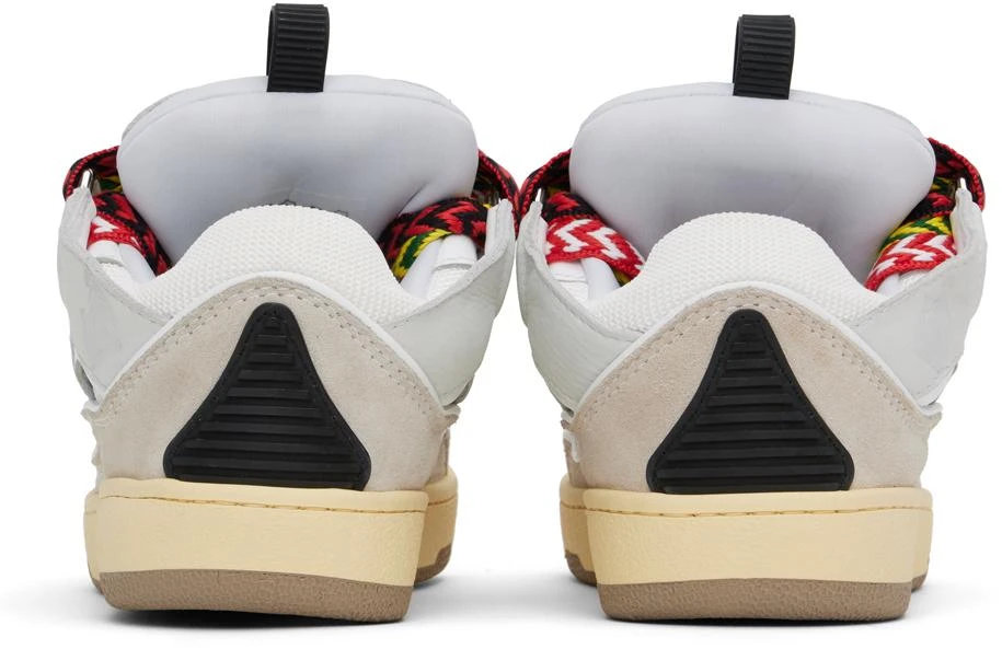 Lanvin White & Gray Leather Curb Sneakers 2