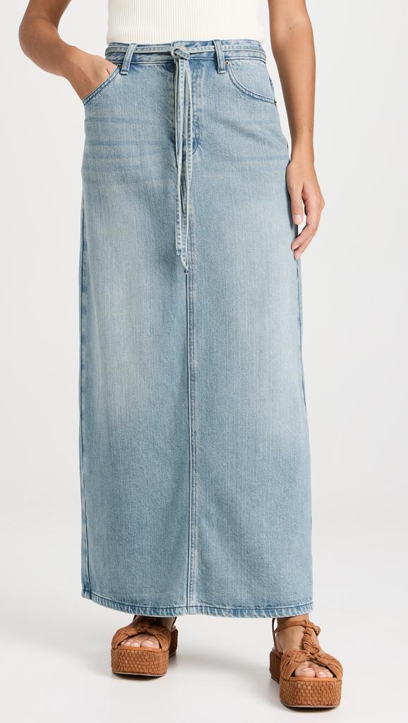 Pixie Market Maxi Belt Tie Denim Skirt