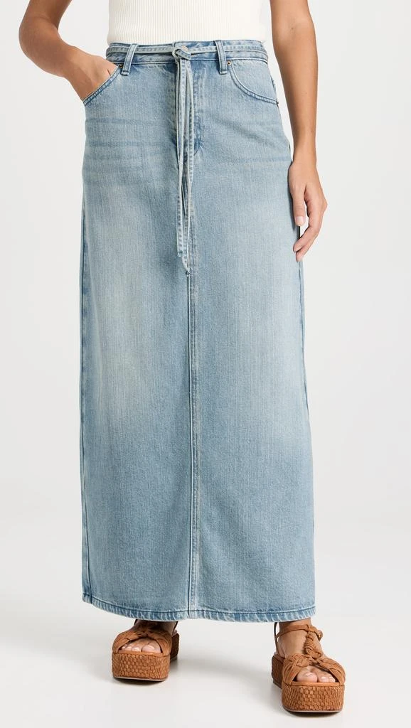 Pixie Market Maxi Belt Tie Denim Skirt 1