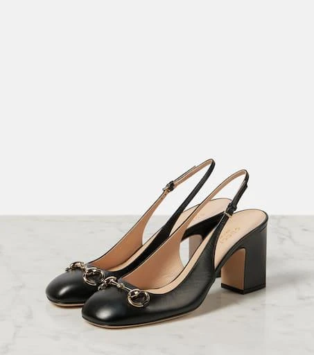 Gucci Horsebit leather slingback pumps 5