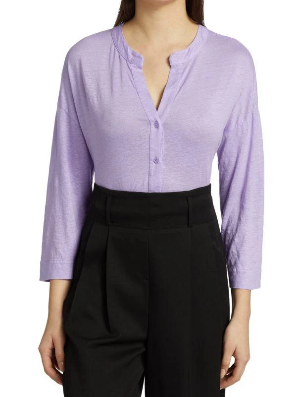 MAJESTIC FILATURES Linen Henley Shirt 1