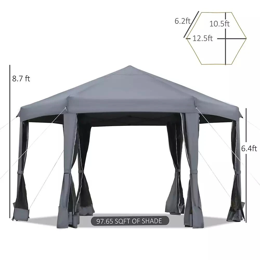 Outsunny 13
x 13
Pop Up Hexagonal Canopy Tent w/ Mesh Sidewalls, 3