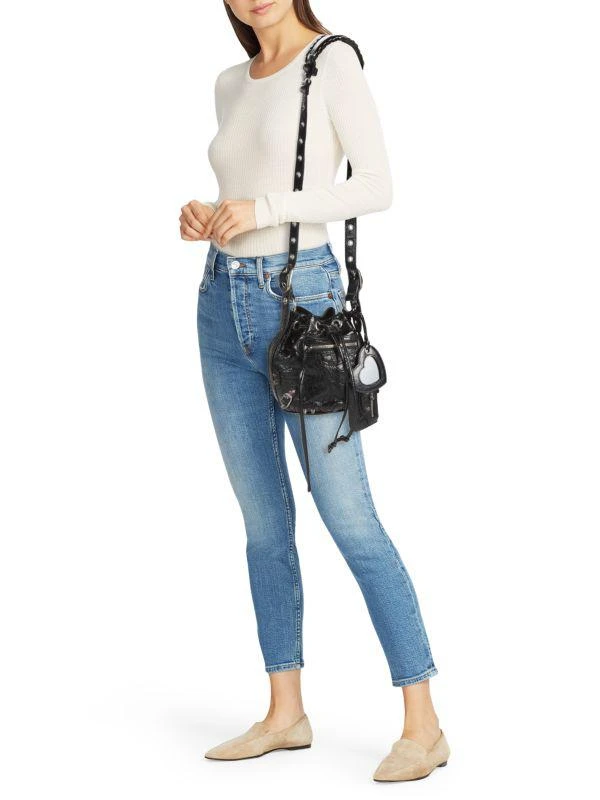 Balenciaga Crinkle Leather Crossbody Bucket Bag 2