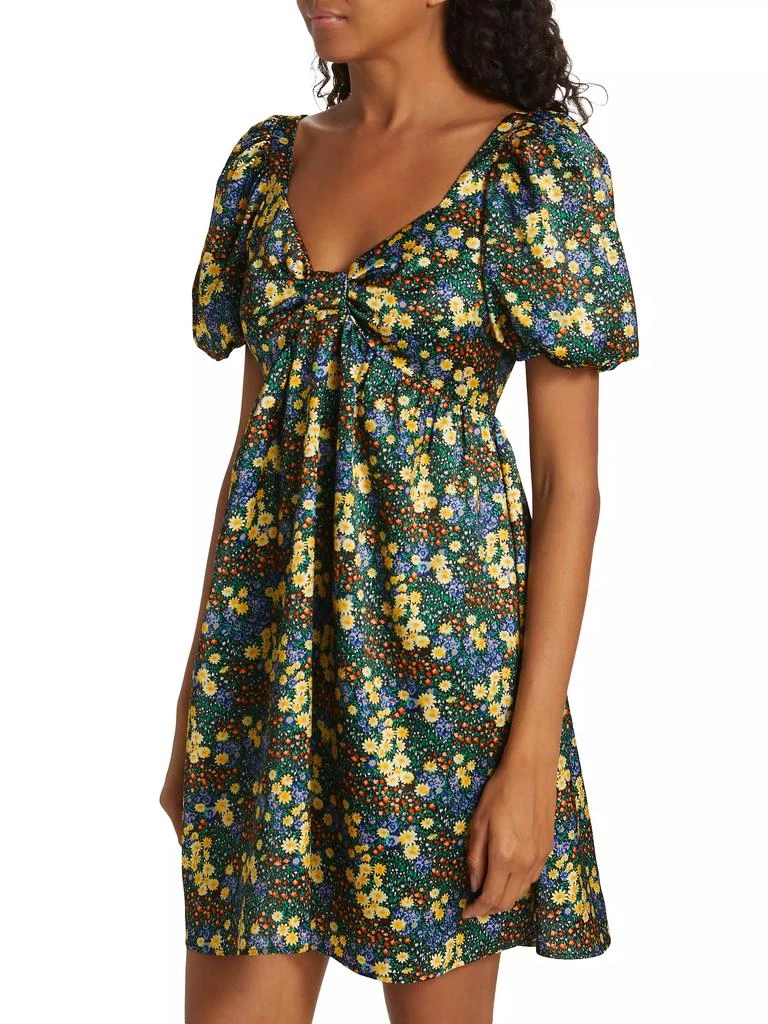 HVN Quinn Floral Puff-Sleeve Minidress 4